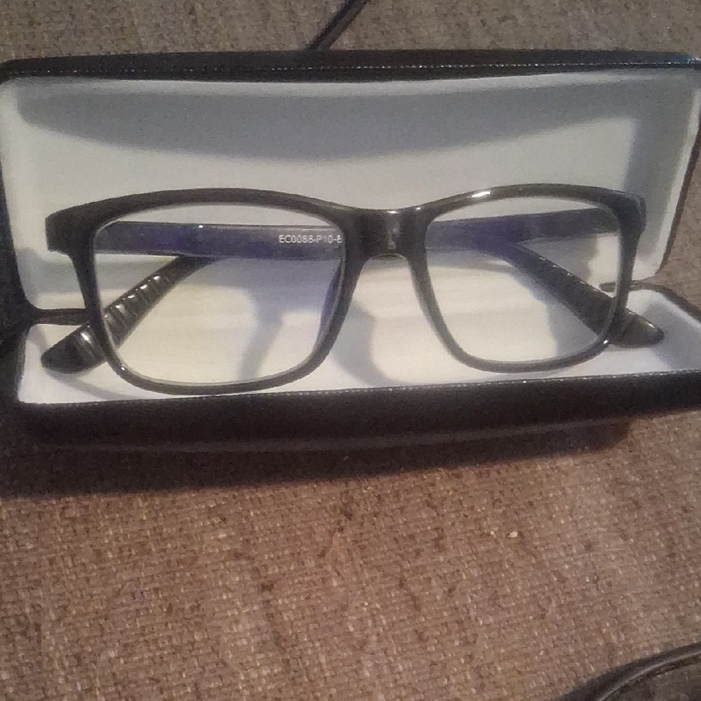 Black Rectangular Glasses with Case